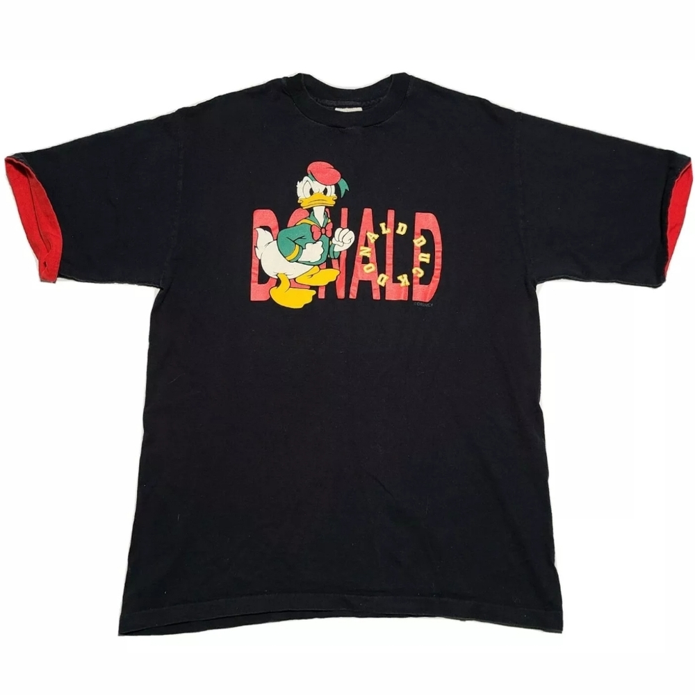 Vintage Donald Duck Roll-Up Sleeve T-shirt - L